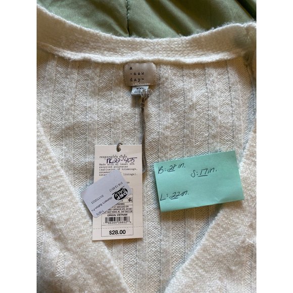 Women's Button-Front Cardigan - A New Day Cream XXL - Picture 6 of 7